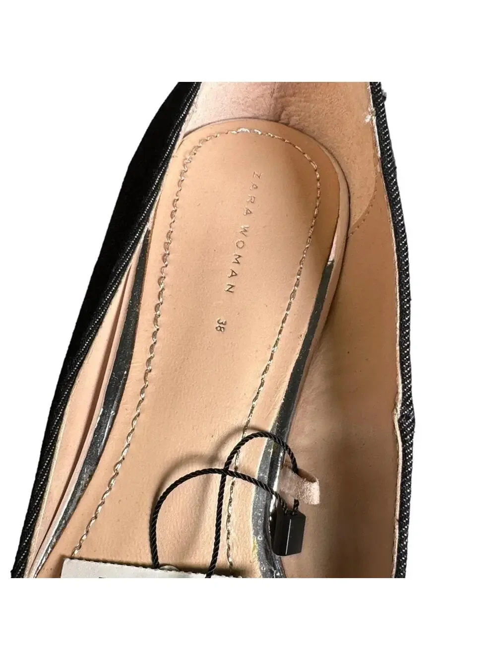 Zara Pineapple Embellished Denim Block Heel Pumps NWT Sz 38